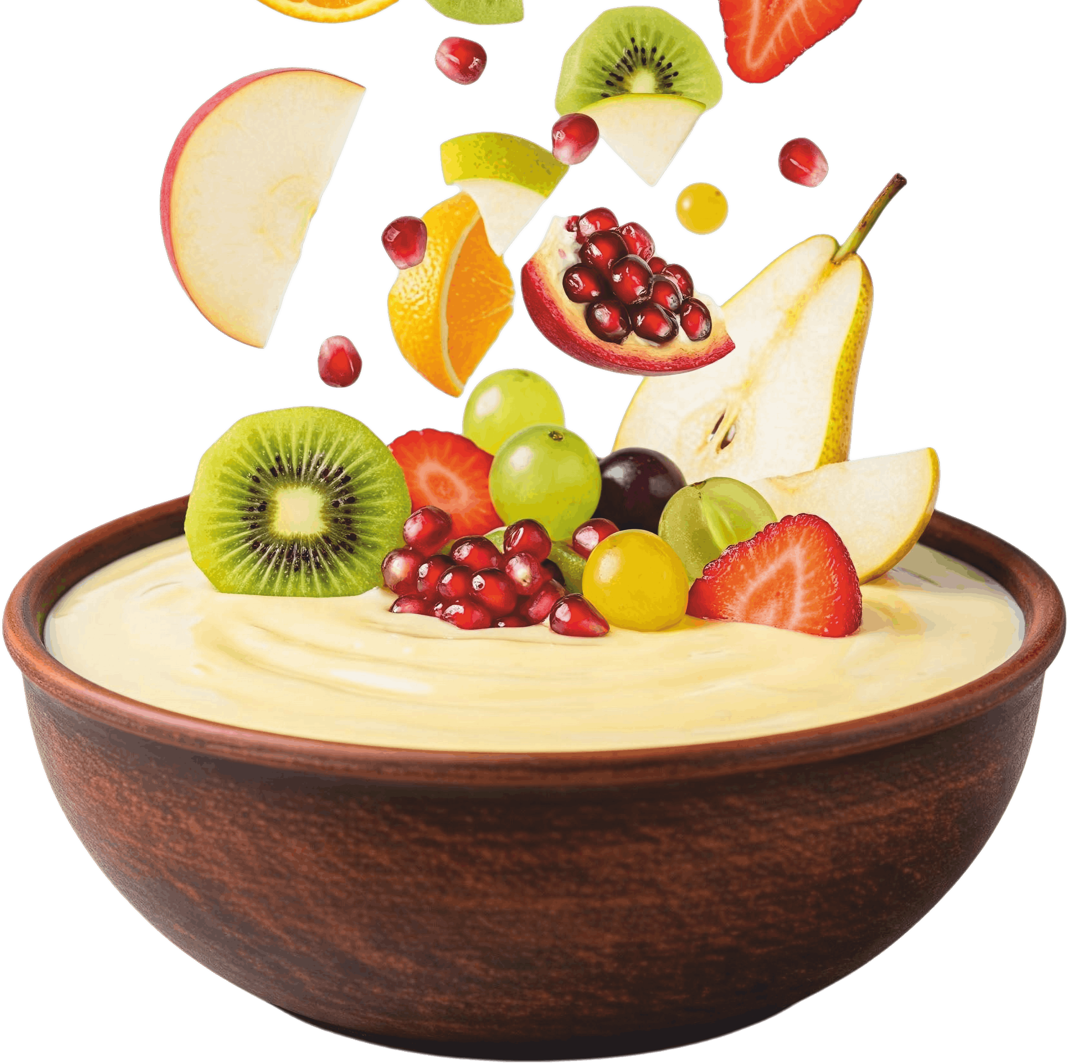 Colorful bowl of fruit custard illustration